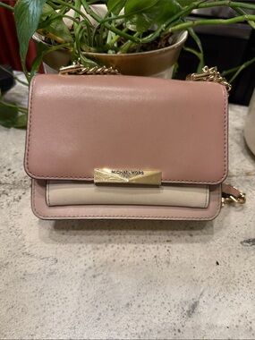 Michael Kors Blush and Cream Leather Crossbody with Gold Hardware